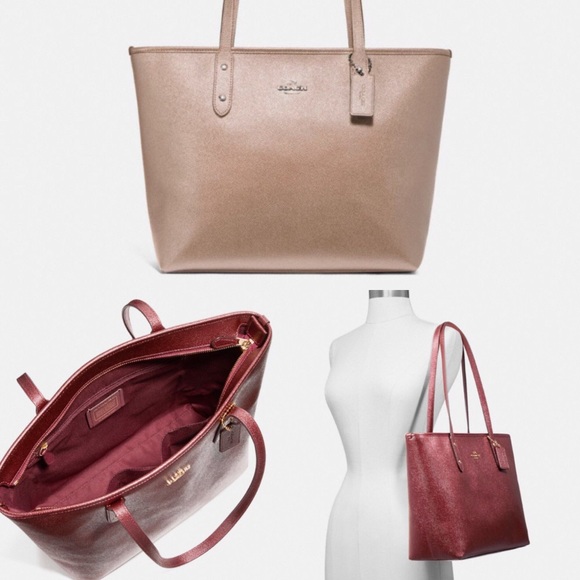  Silver/Platinum Coach Tote & Matching wristlet - Picture 4 of 8